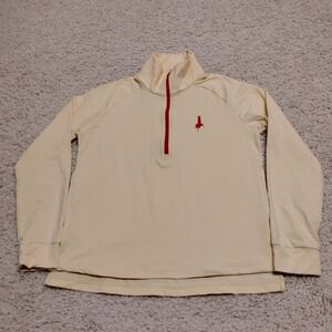 Marine Layer Pullover Womens Small Yellow 1/4 Zip Whiskey Drinking Makers Mark